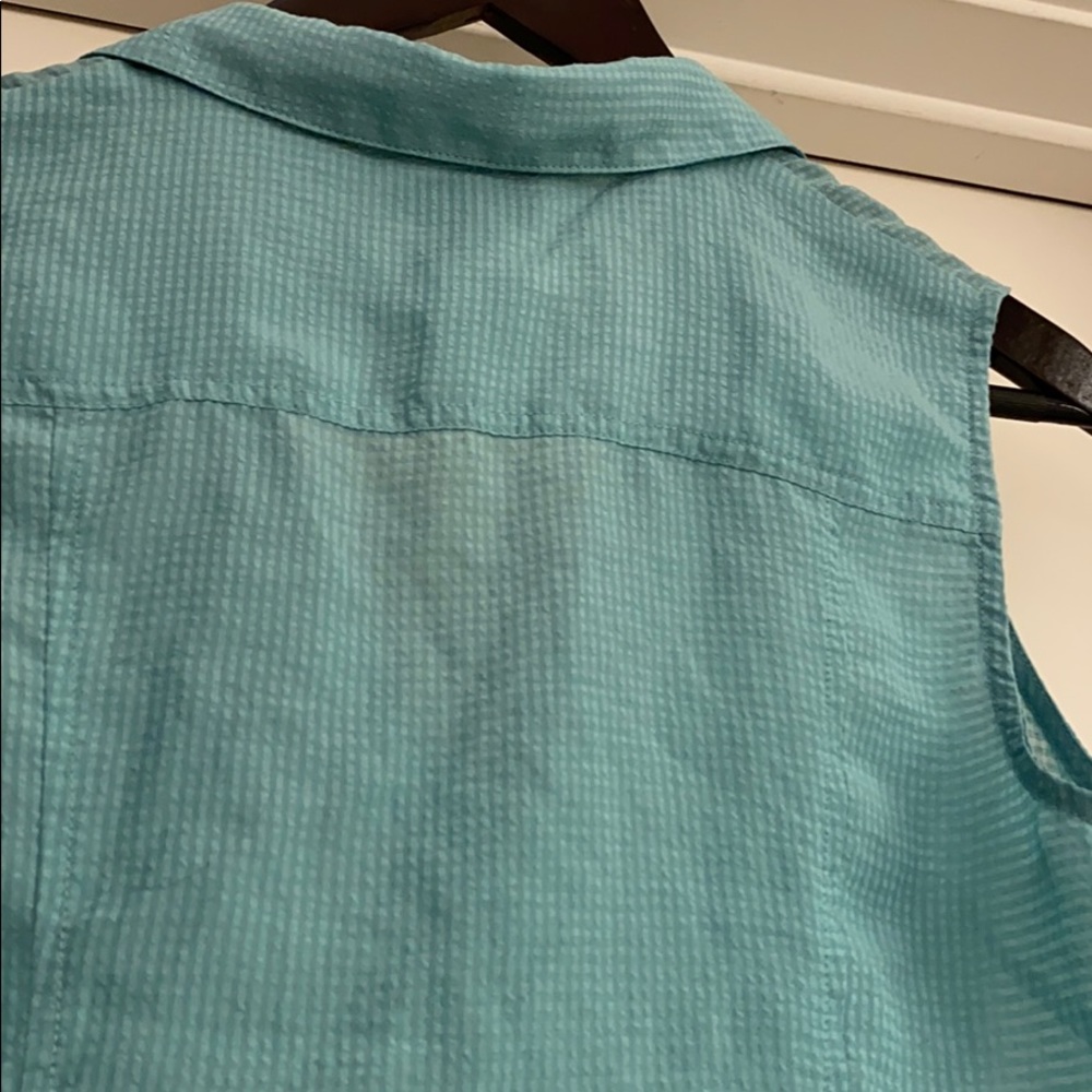 Keds button down crop top in teal - Picture 7 of 9